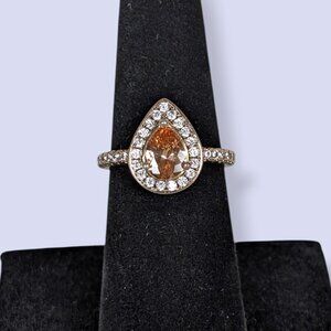 Orange Glass Tear Halo Ring